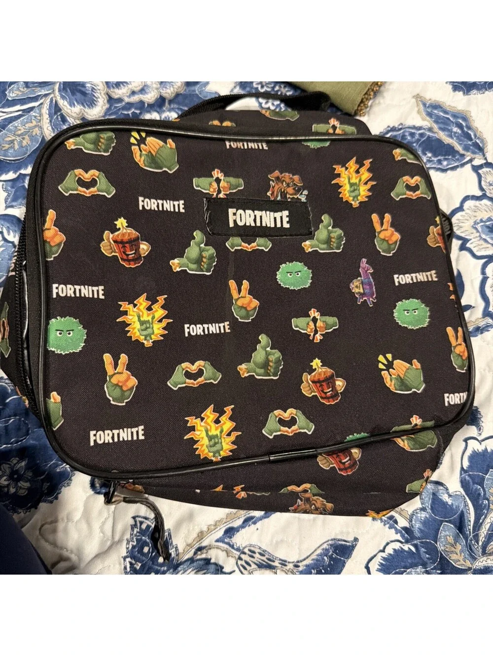 Fortnite Insulated Zipper Lunch Bag with Handle Black